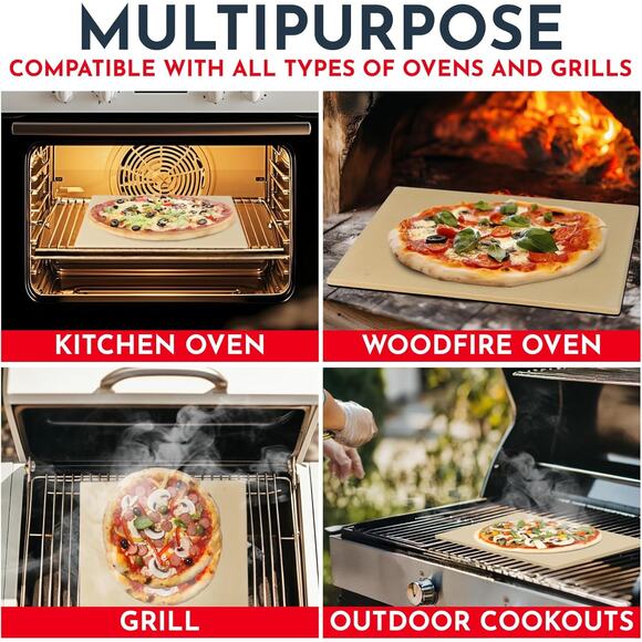 Crack Resistant Pizza Stone 15 by 12 Inch Oven Grill Even Heating Crispy - Picture 6 of 6